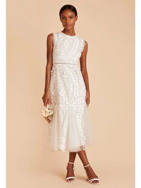 Birdy Grey- White Embroidered Sleeveless Midi Dress
